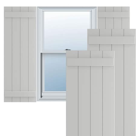 True Fit PVC Four Board Joined Board-n-Batten Shutters, Hailstorm Gray, 21 1/2W X 72H